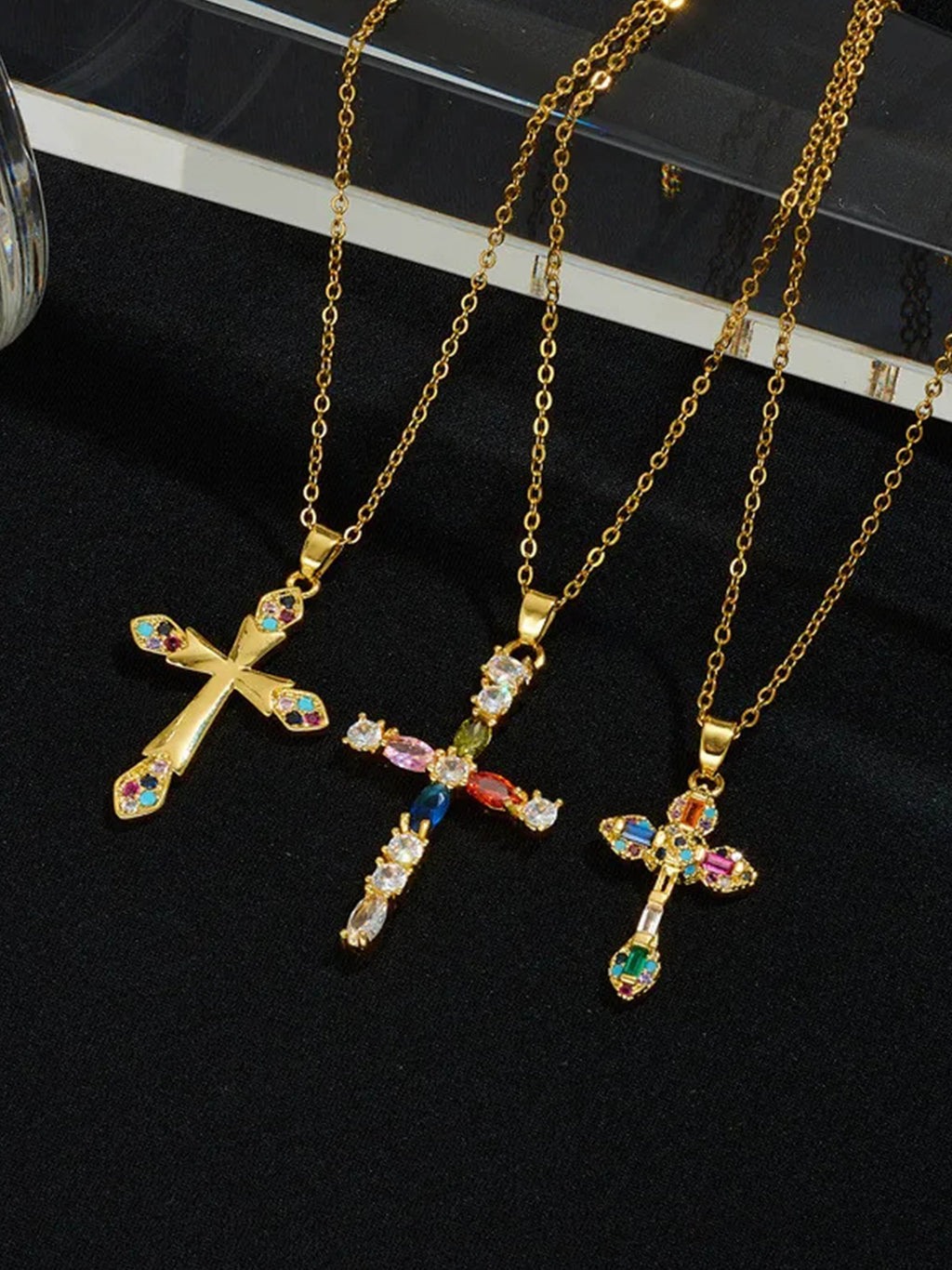 Lucy Zircon Cross Pendant Necklace
