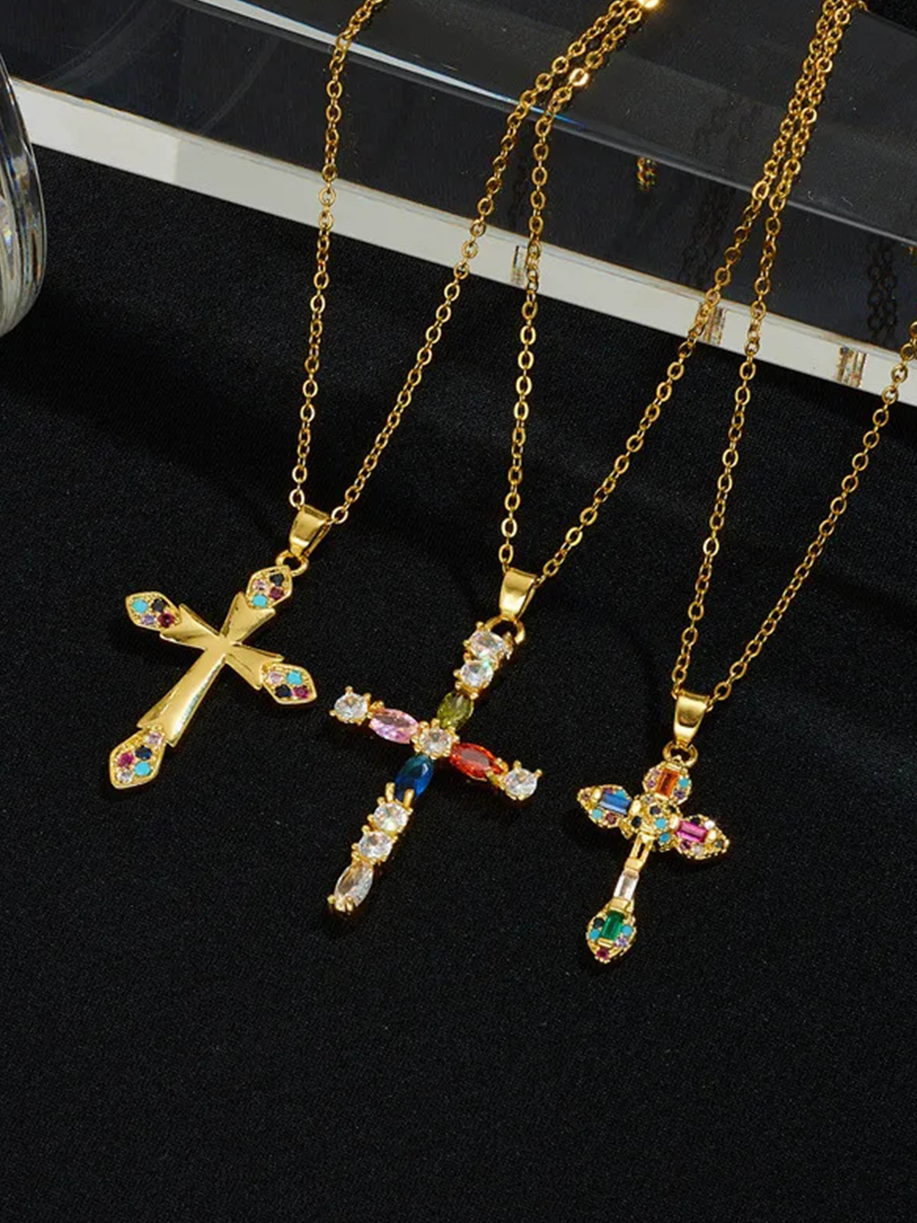 Lucy Zircon Cross Pendant Necklace