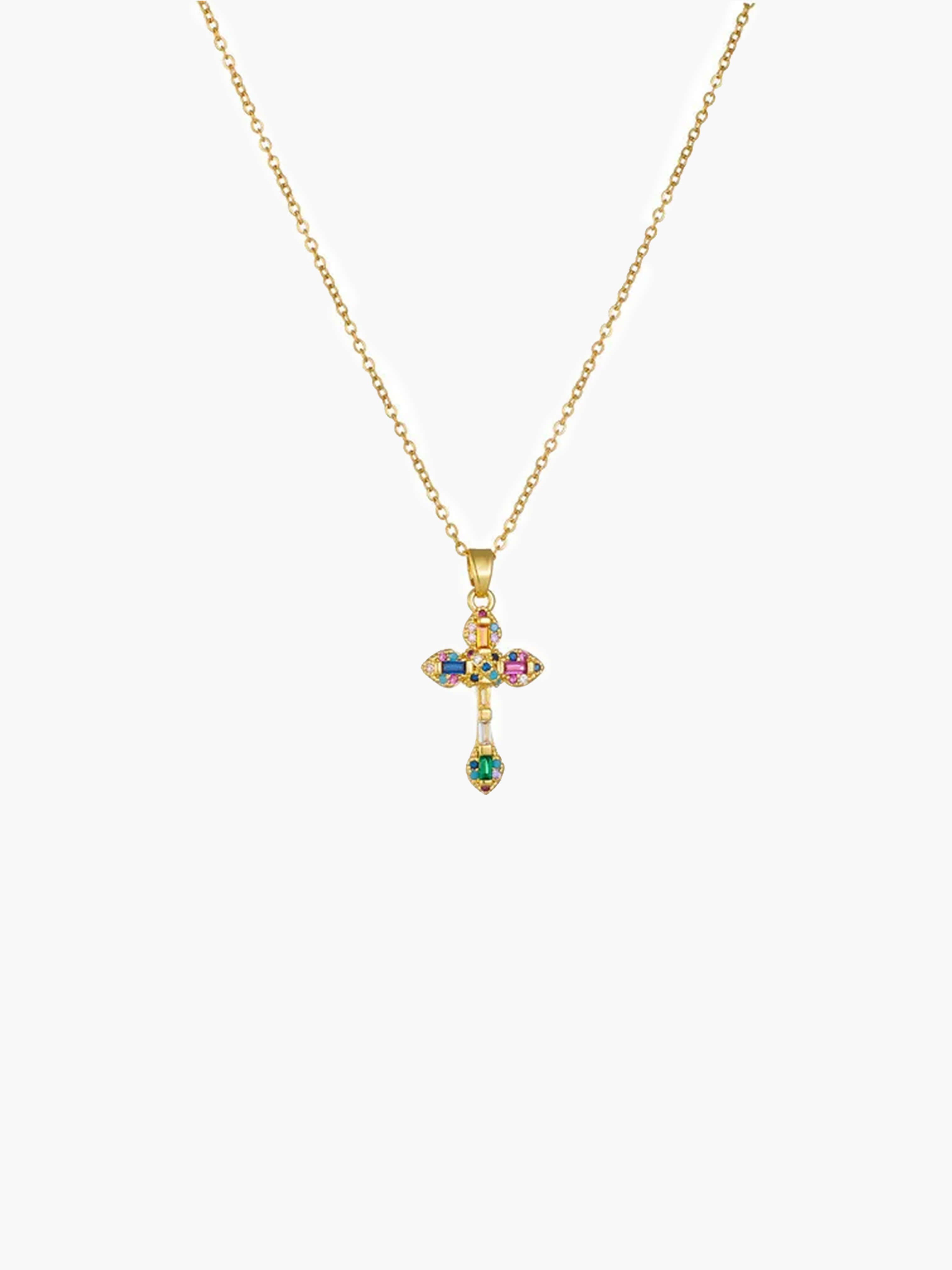 Lucy Zircon Cross Pendant Necklace
