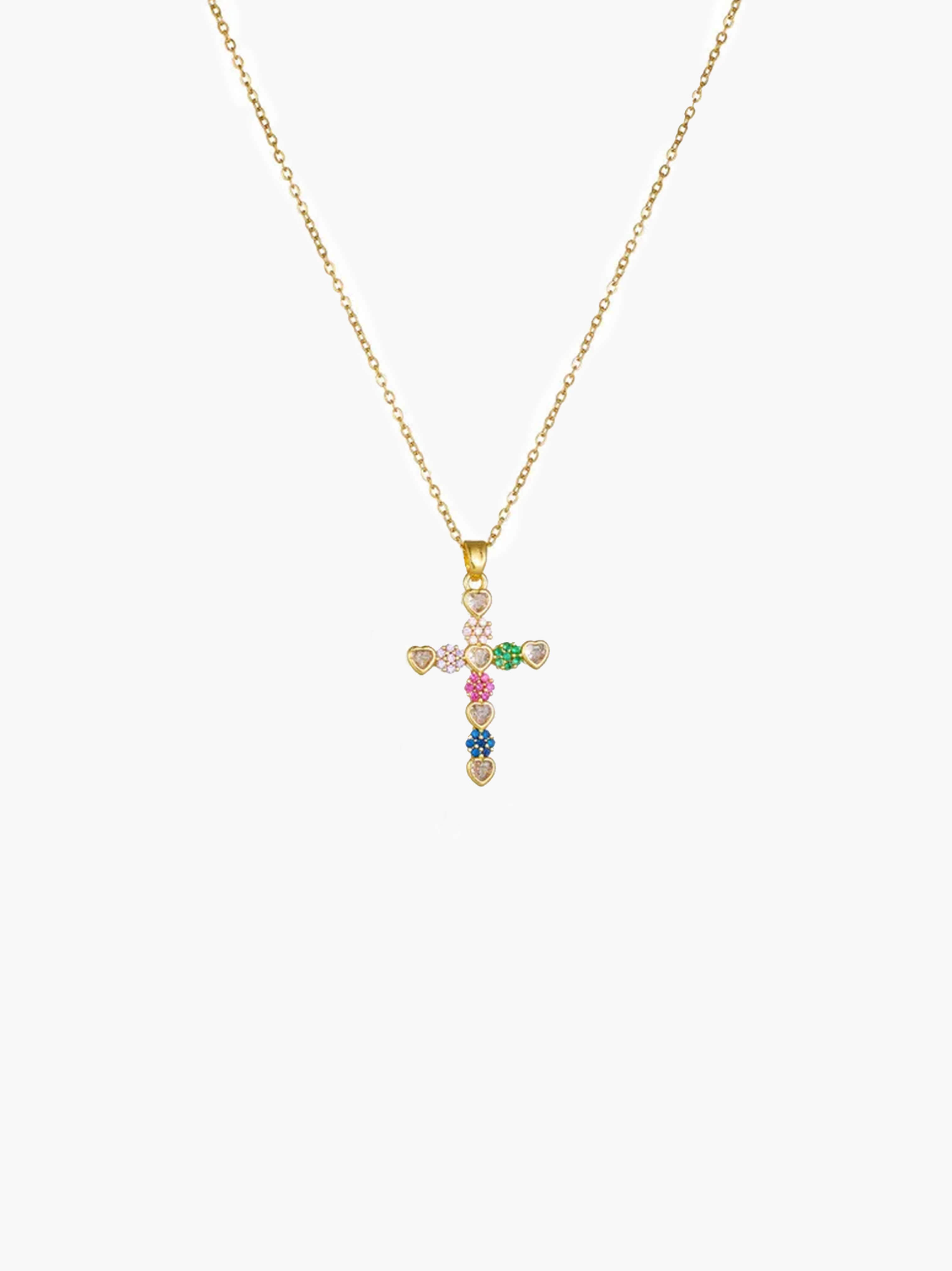 Lucy Zircon Cross Pendant Necklace