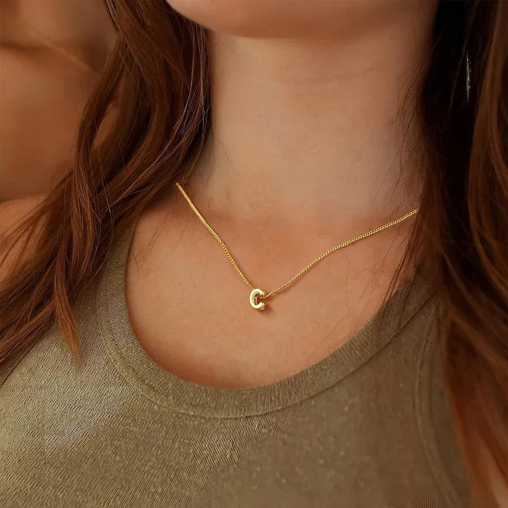Alouette Gold Bubble Initial Necklace