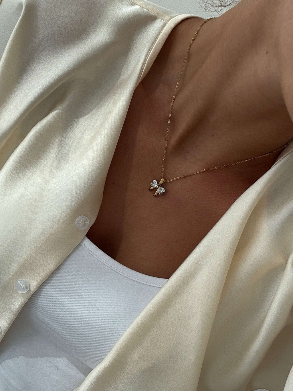 Amara Zirconia Bow Pendant Necklace