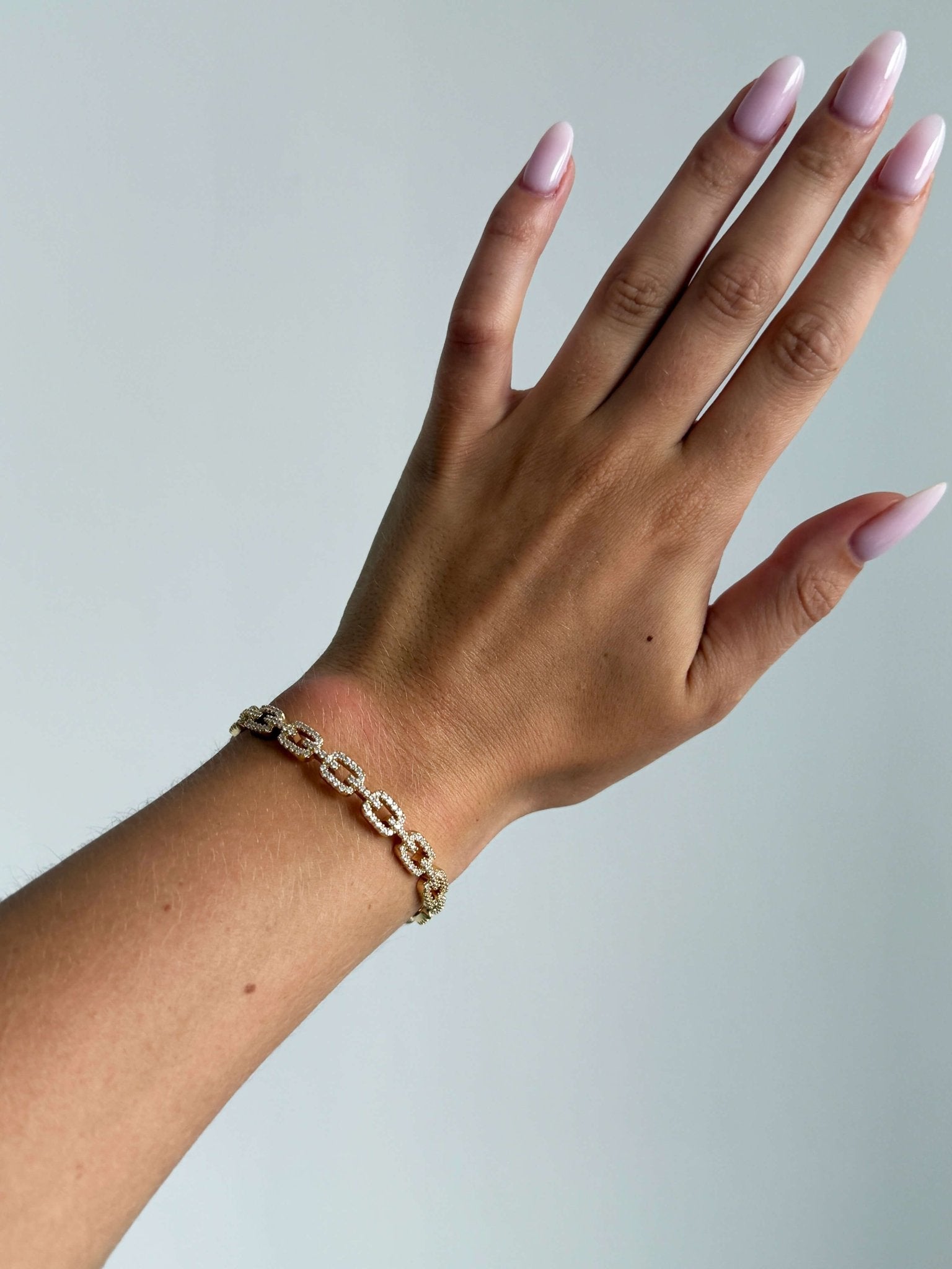 Amelise Adjustable Rhinestone Link Cuff Bracelet