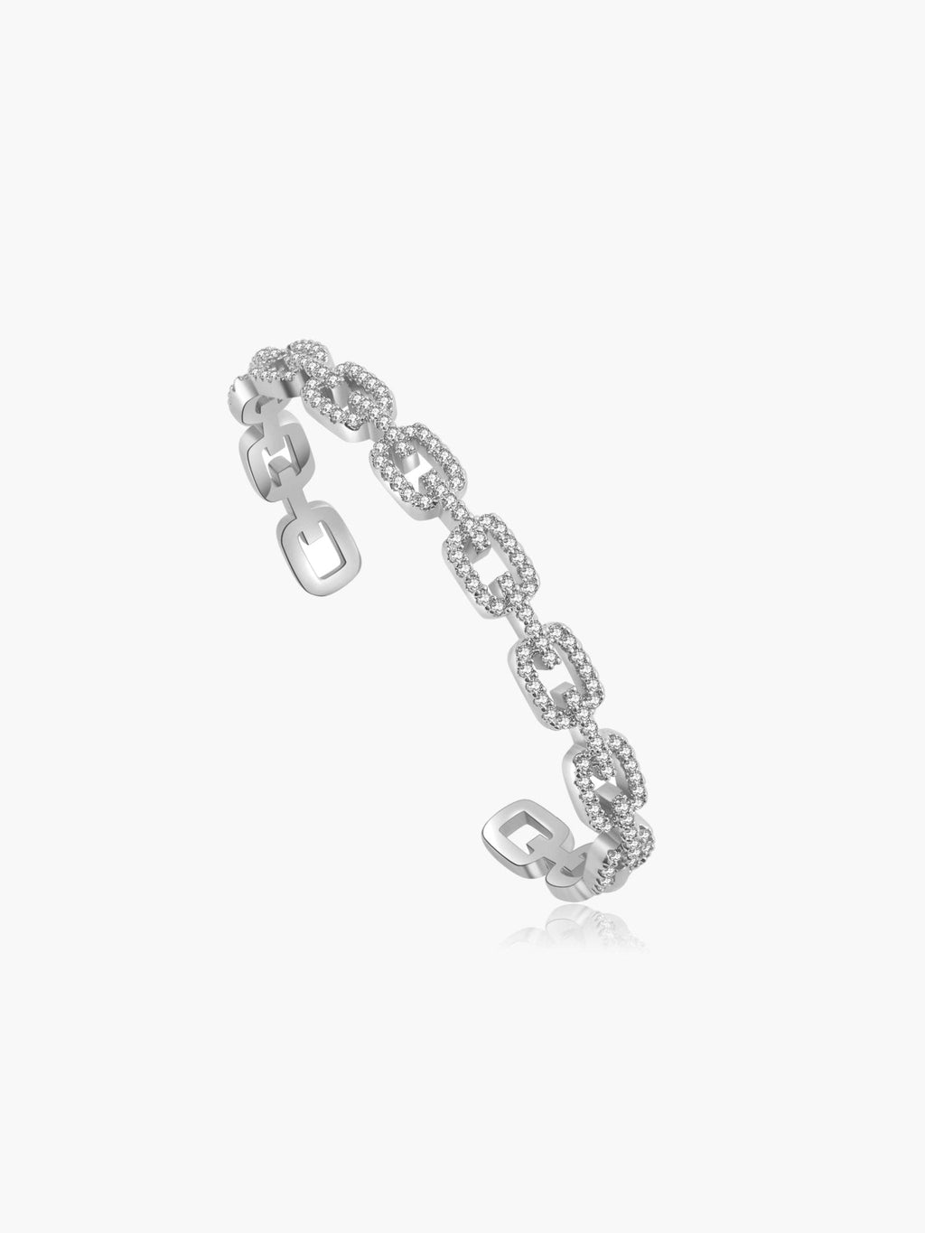 Amelise Adjustable Rhinestone Link Cuff Bracelet