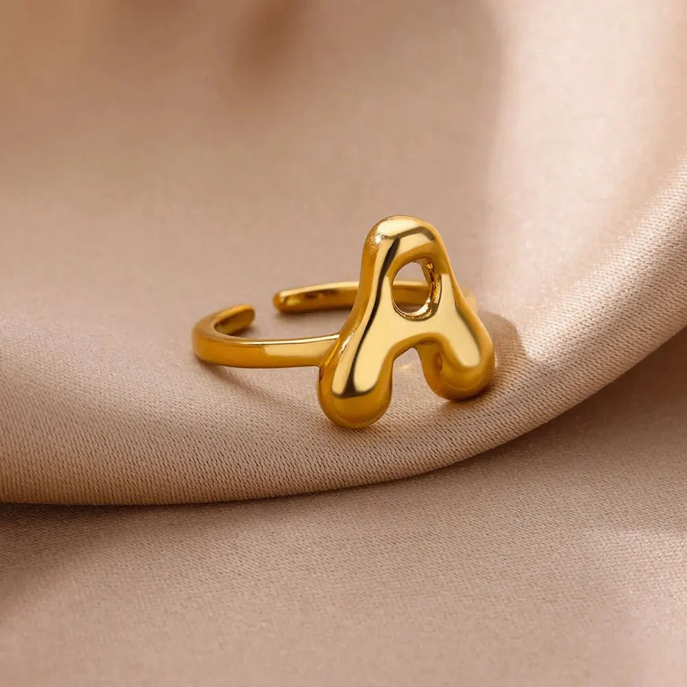 Cindella Adjustable Bubble Initial Ring