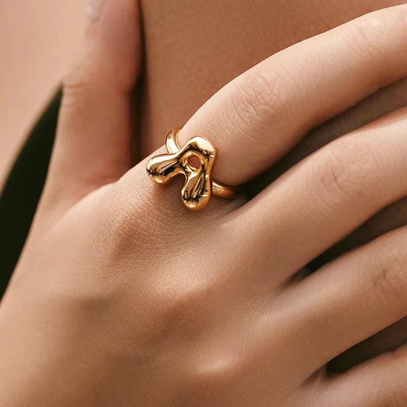 Cindella Adjustable Bubble Initial Ring