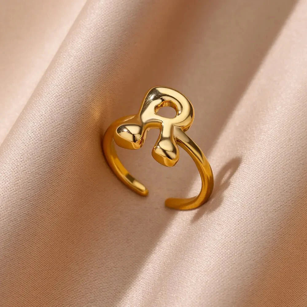 Cindella Adjustable Bubble Initial Ring