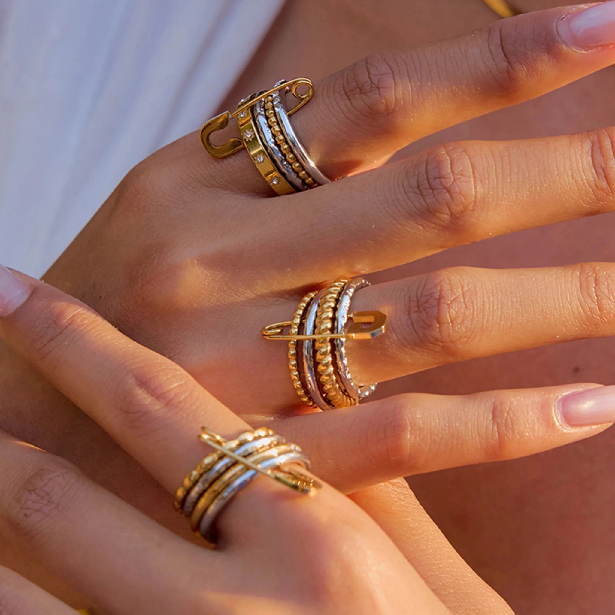 Claudine stacked Pin Rings