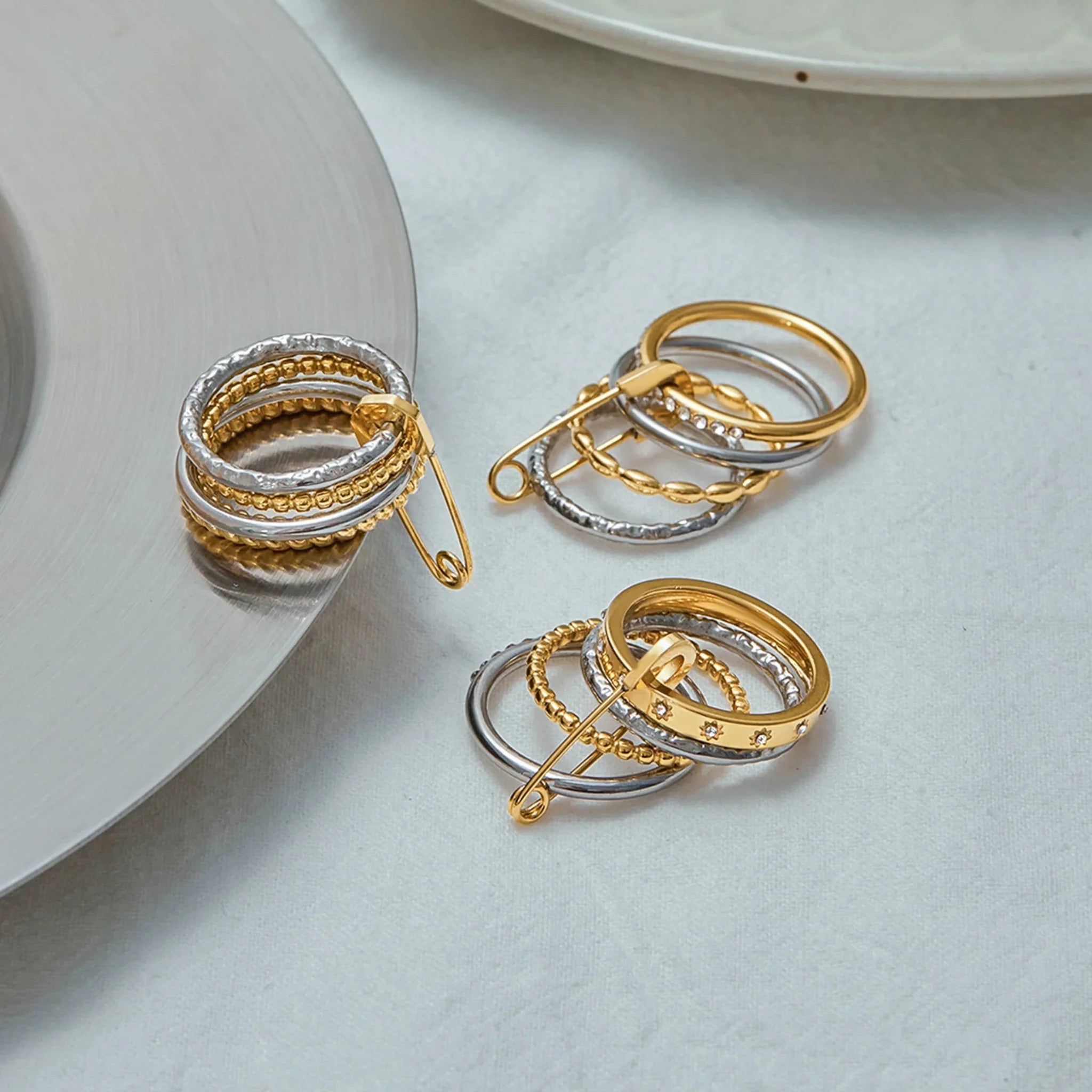 Claudine stacked Pin Rings