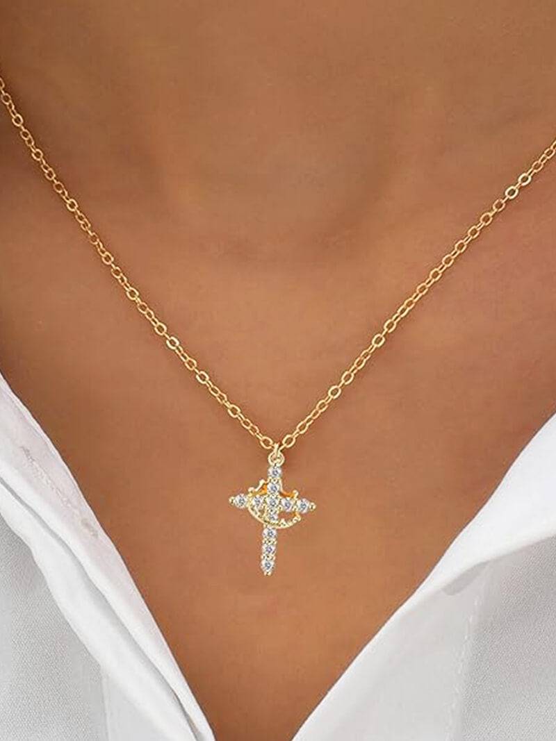 Tabitha Gemstone Cross Pendant Necklace