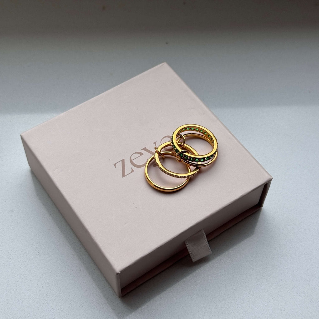 Dana Emerald Rhinestone Stacked Ring