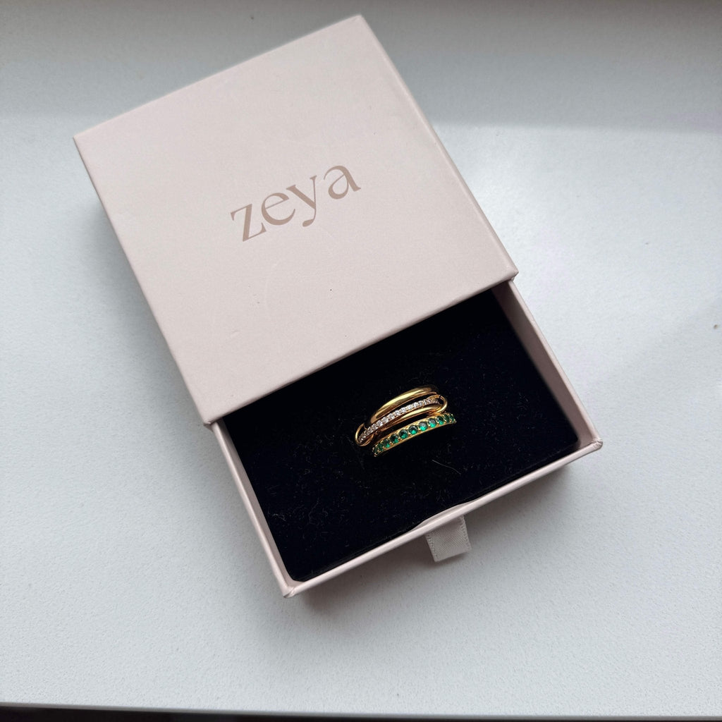 Dana Emerald Rhinestone Stacked Ring