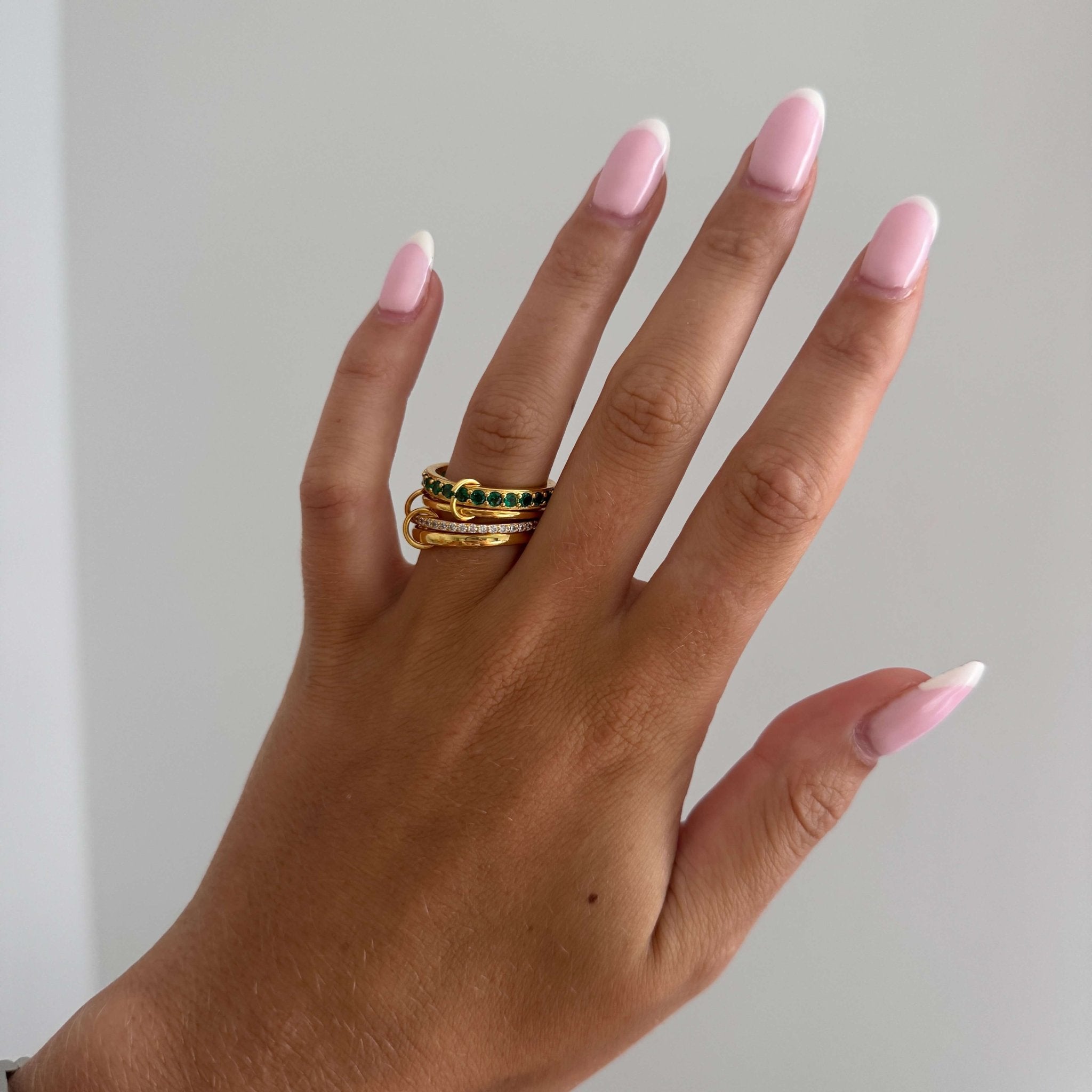 Dana Emerald Rhinestone Stacked Ring