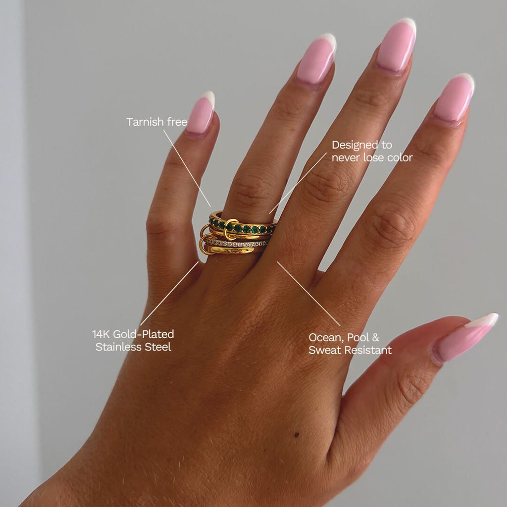 Dana Emerald Rhinestone Stacked Ring