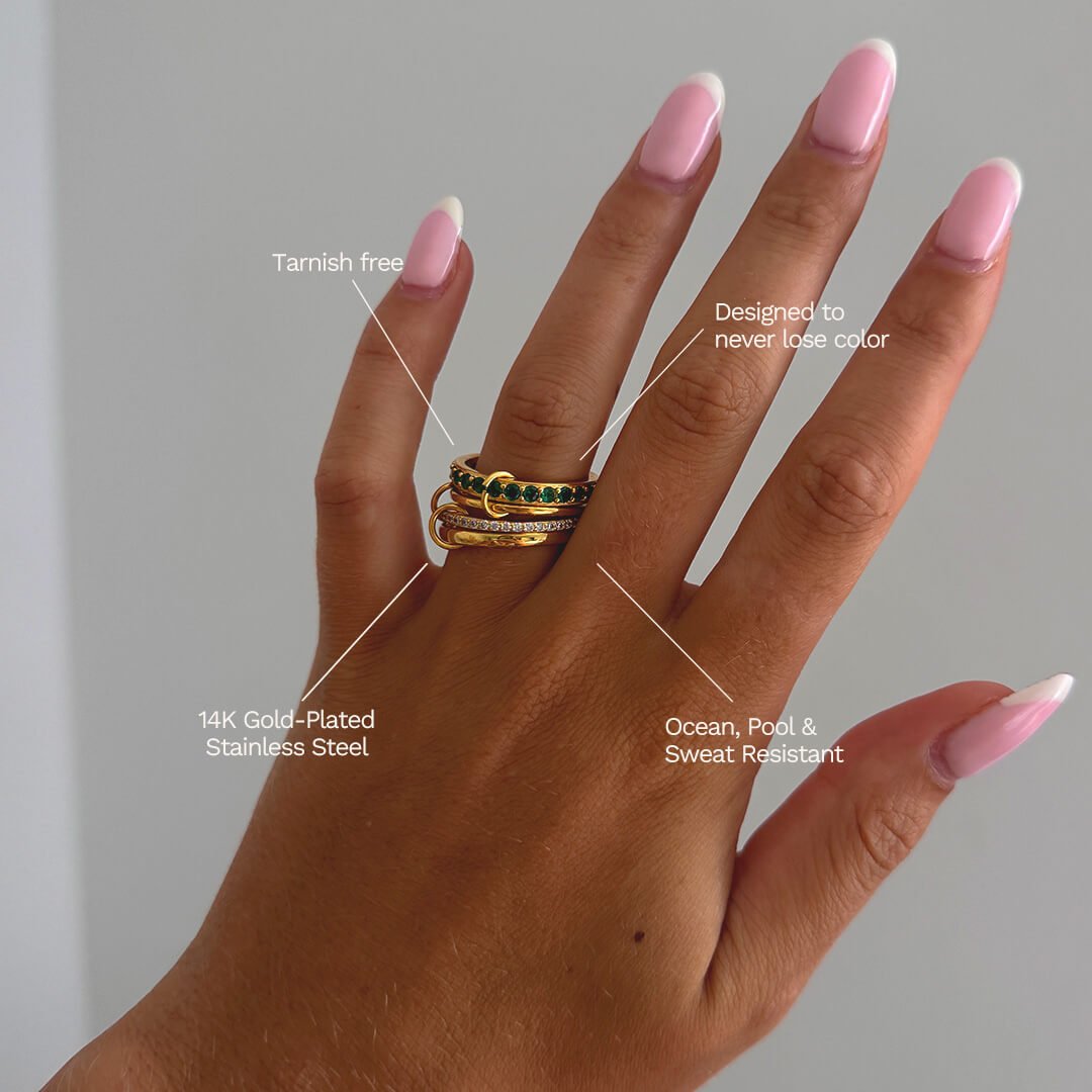 Dana Emerald Rhinestone Stacked Ring