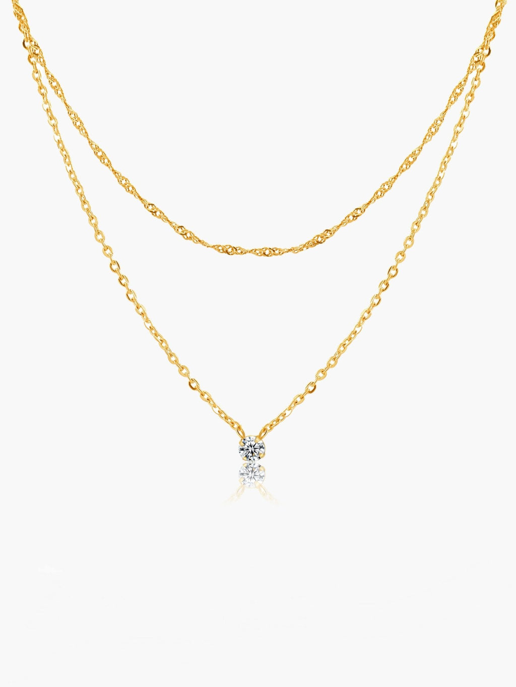 Elora Double Layer Zirconia Pendant Necklace