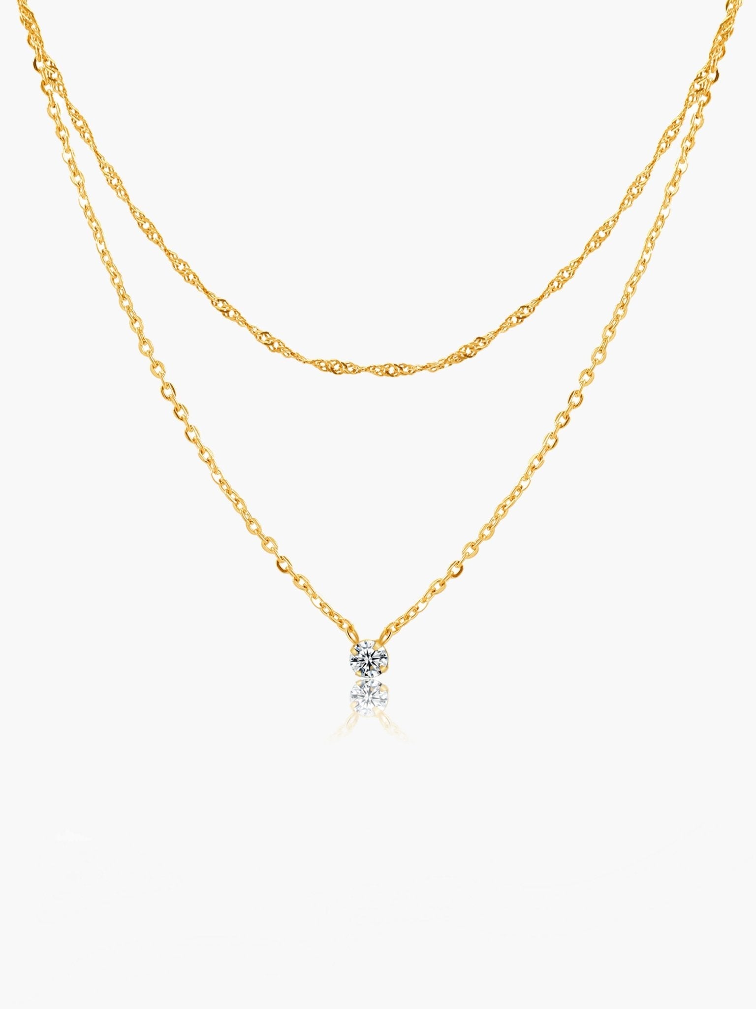 Elora Double Layer Zirconia Pendant Necklace