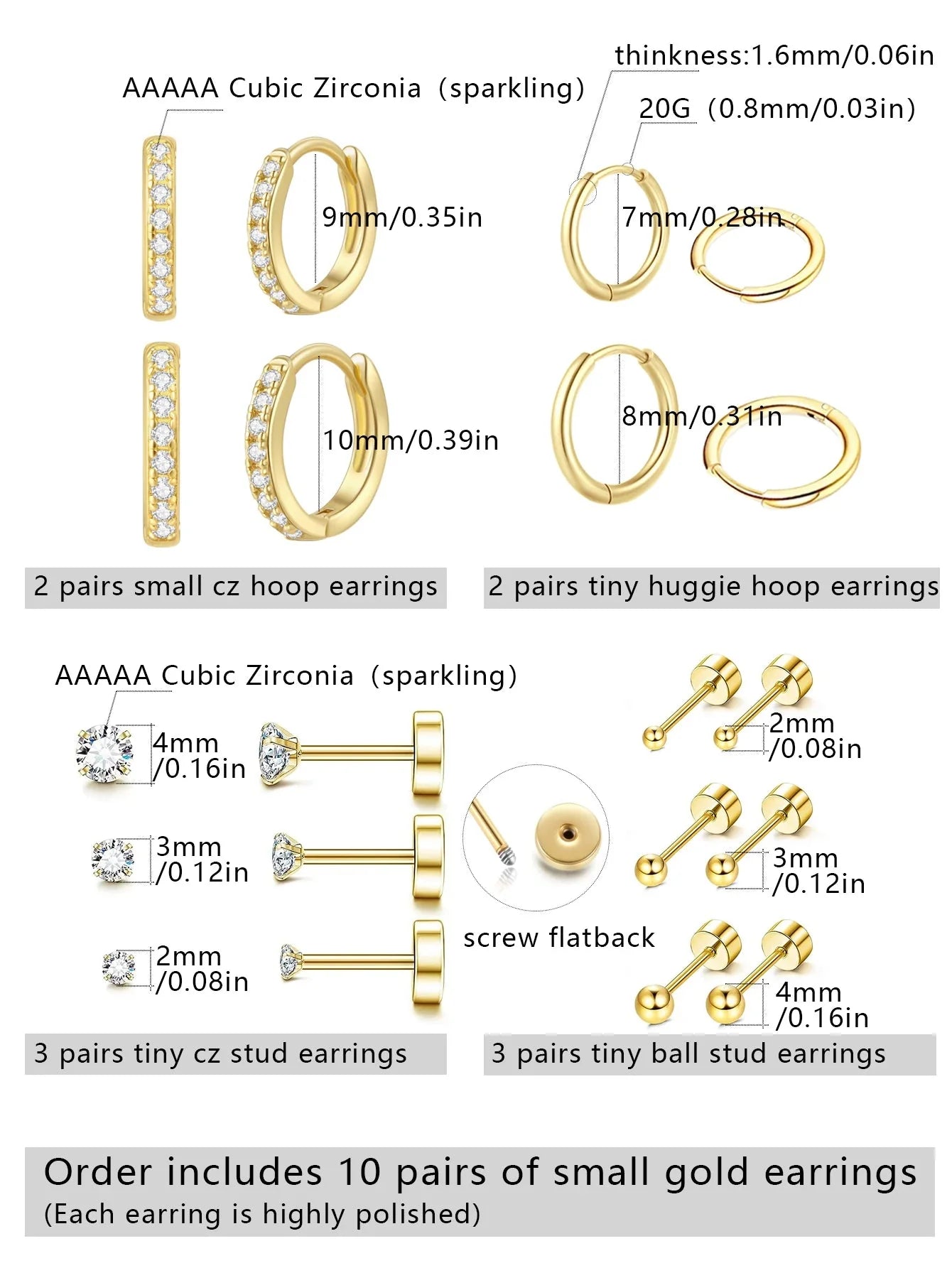 Emma Earring Hoop Set 10pcs