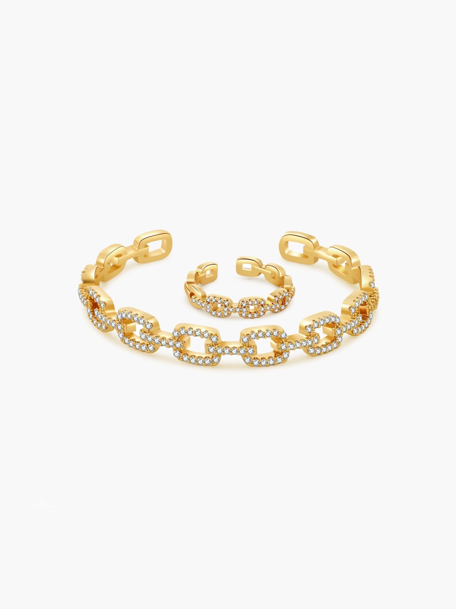 Fenella Adjustable Zirconia Link Ring & Bracelet Set