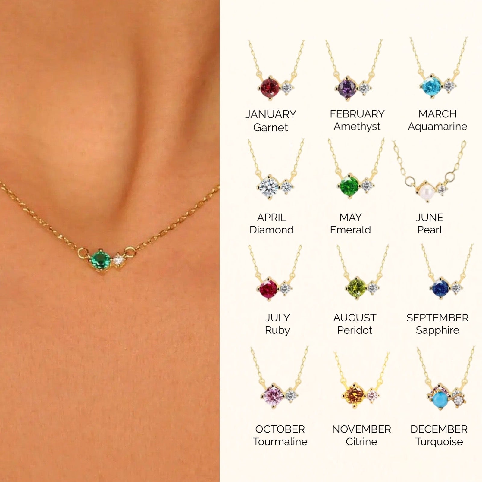 Hayley Birthstone Necklace