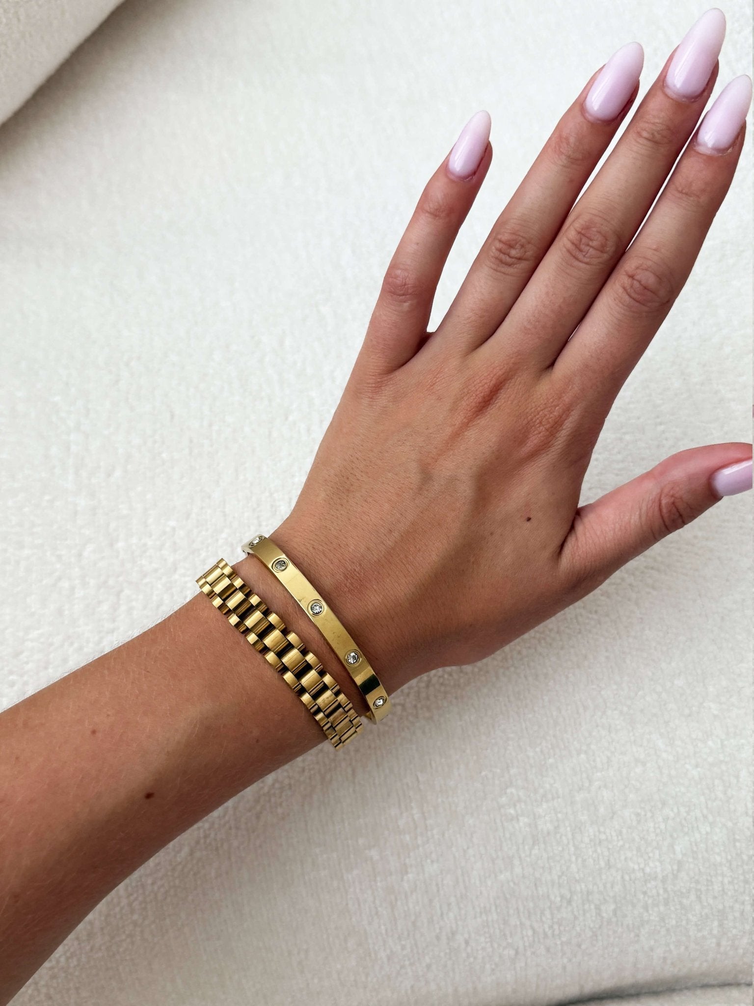 Iconic Link Chain & Zirconia Cuff Bracelet Set