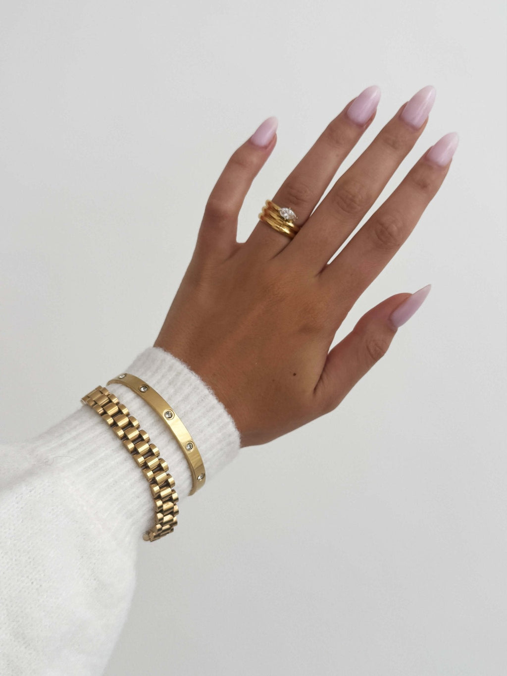 Iconic Link Chain & Zirconia Cuff Bracelet Set