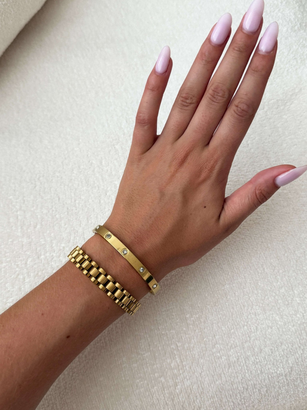 Iconic Link Chain & Zirconia Cuff Bracelet Set