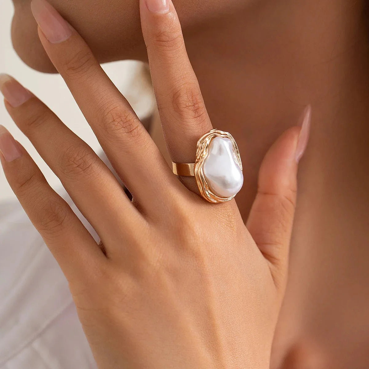 Ivy Adjustable Pearl Ring