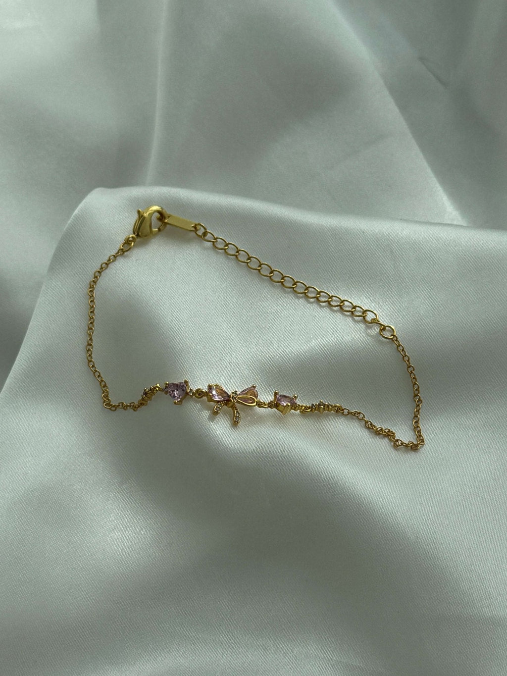 Jasmine Zirconia Bow Detail Chain Bracelet