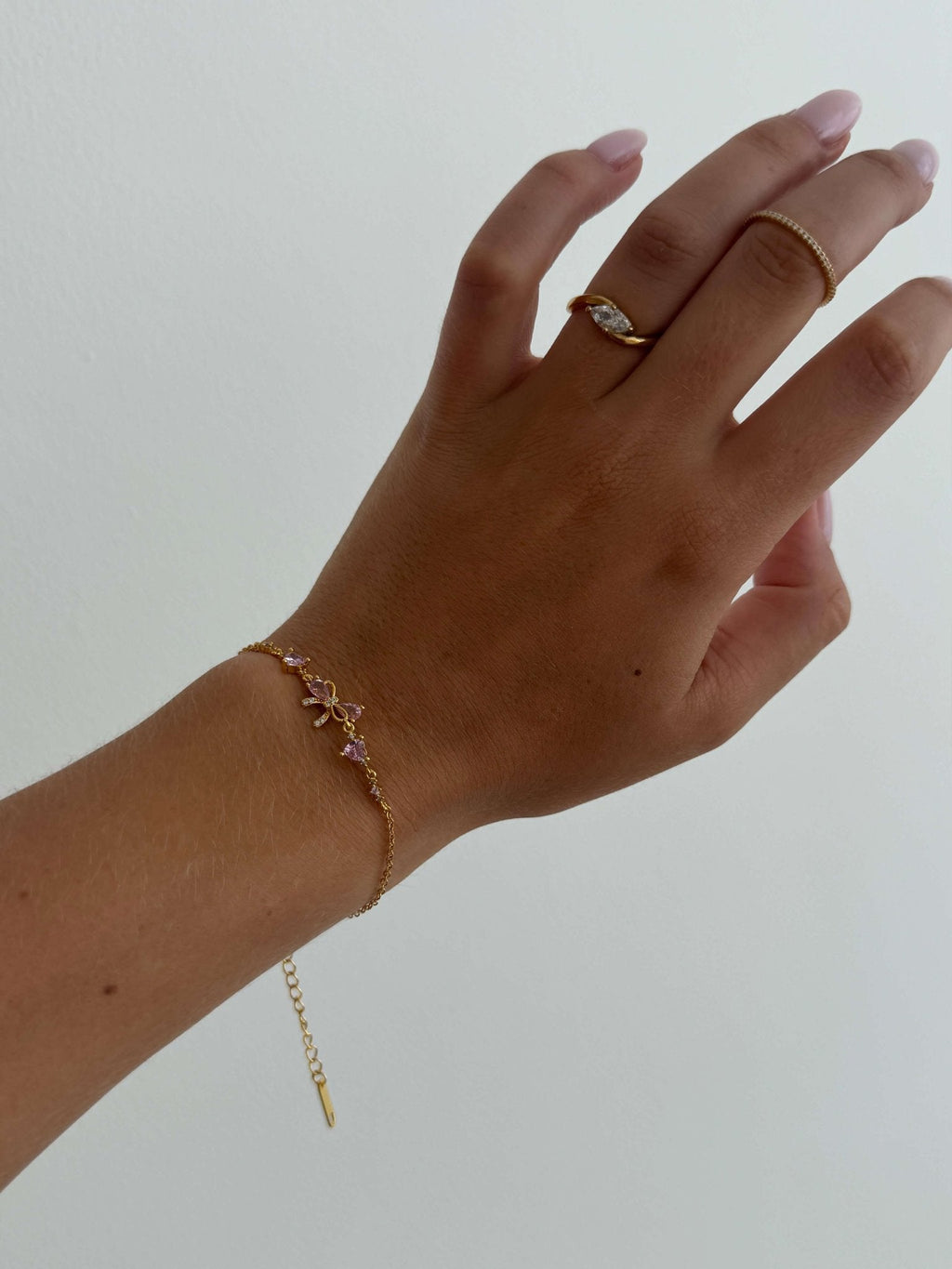 Jasmine Zirconia Bow Detail Chain Bracelet