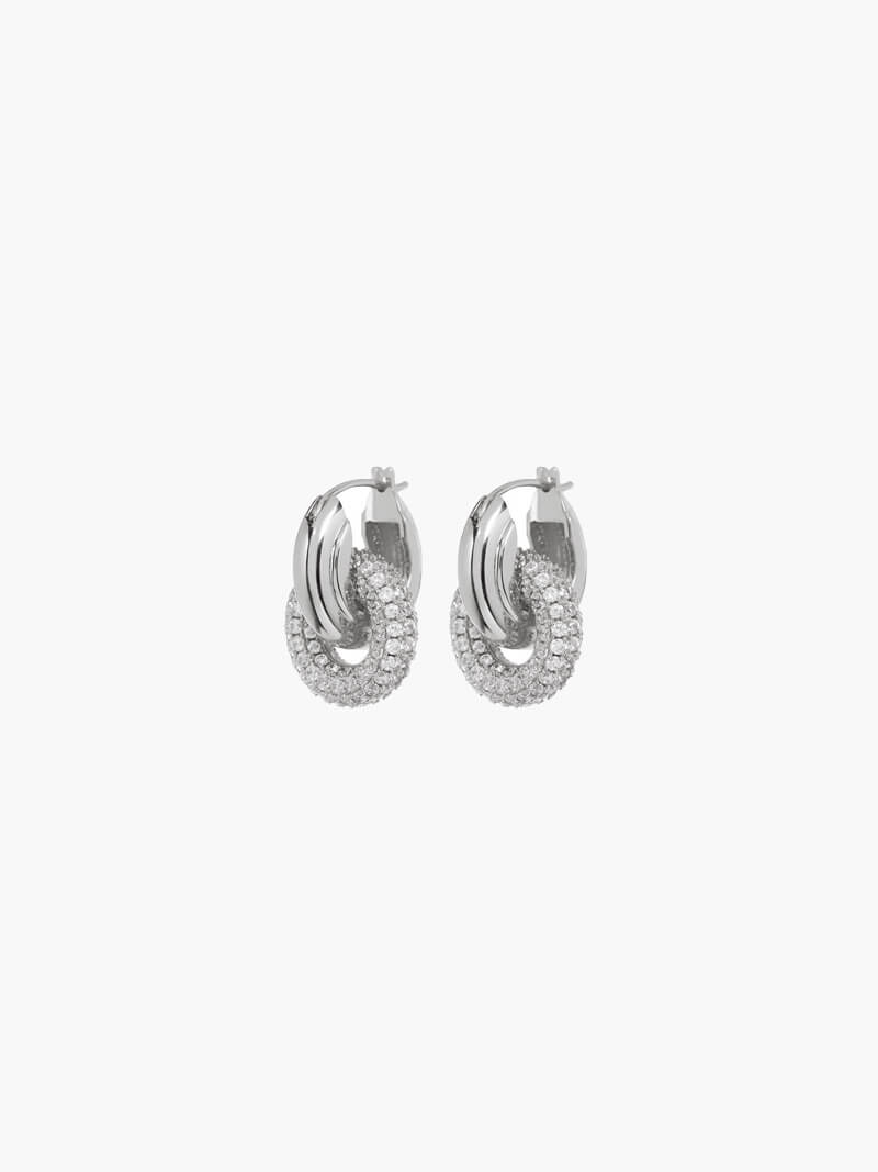Lena Interlocking Pavé Loop Earrings