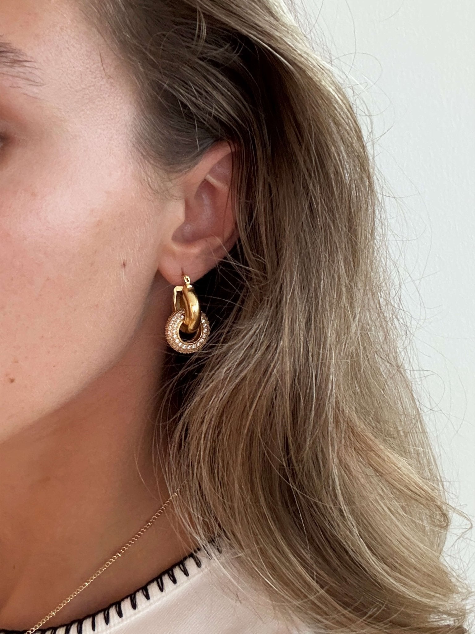 Lena Interlocking Pavé Loop Earrings