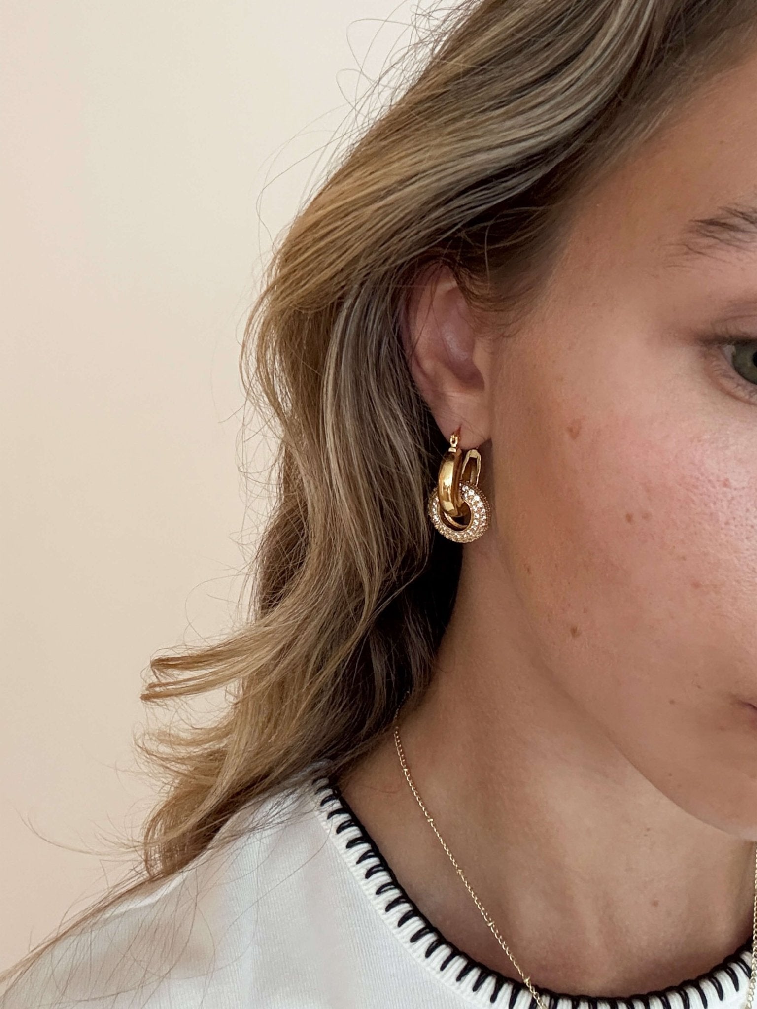 Lena Interlocking Pavé Loop Earrings