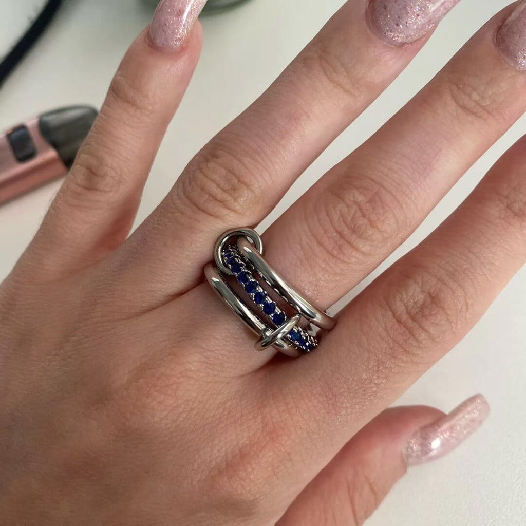 Livia Blue Gemstone Stacked Ring
