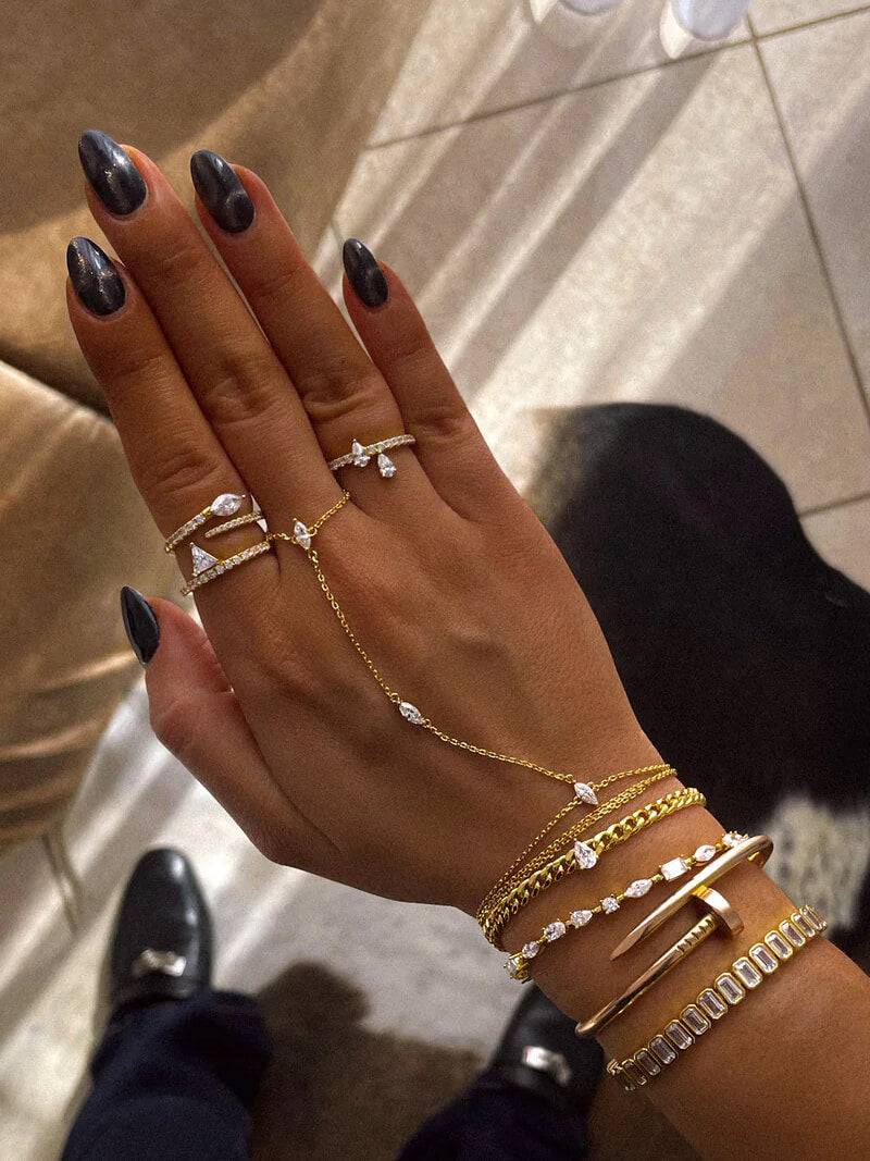 Marquise Zirconia Link Hand Chain