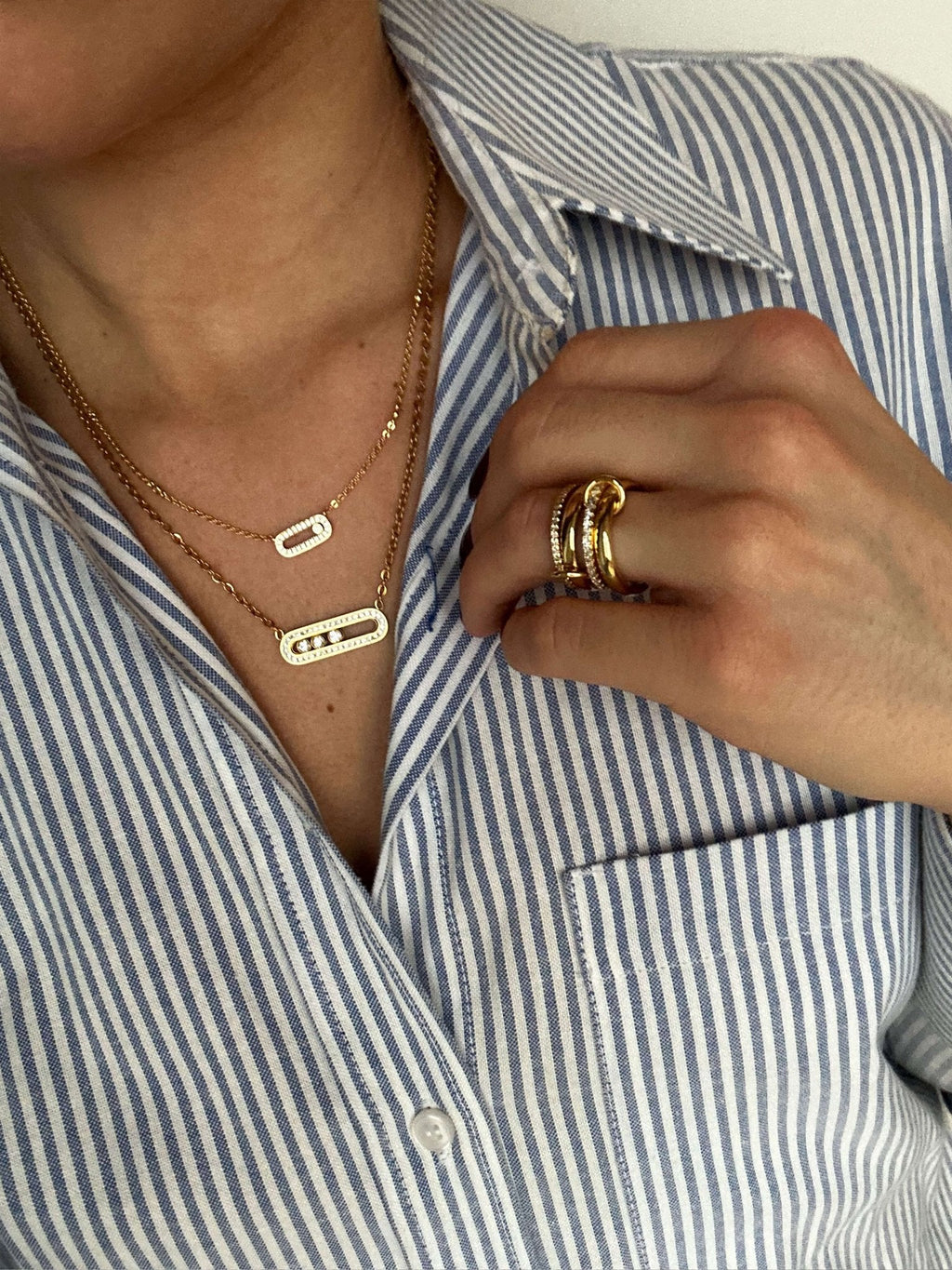 Kathy Triple Zirconia Pendant Necklace