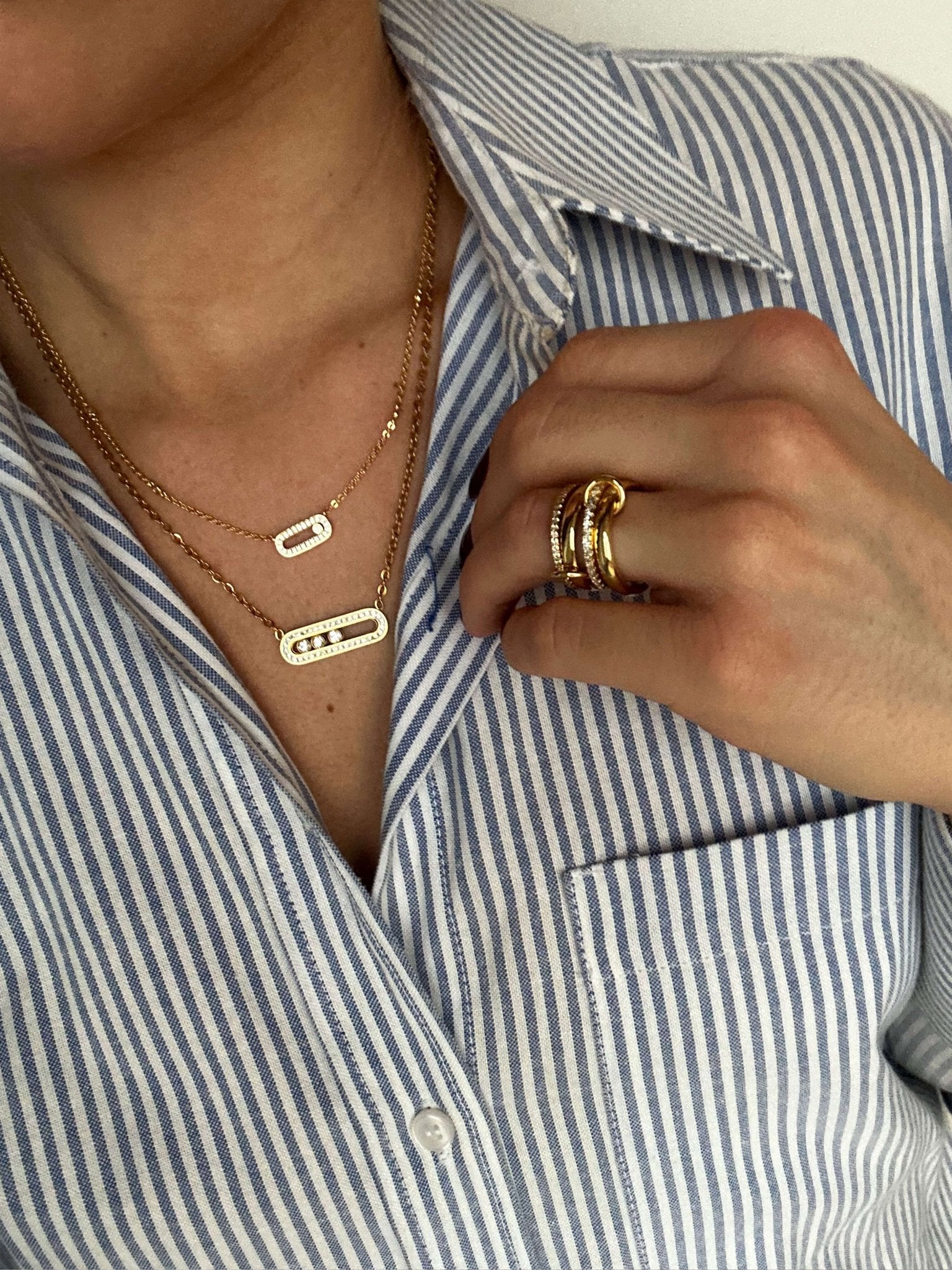 Kathy Triple Zirconia Pendant Necklace