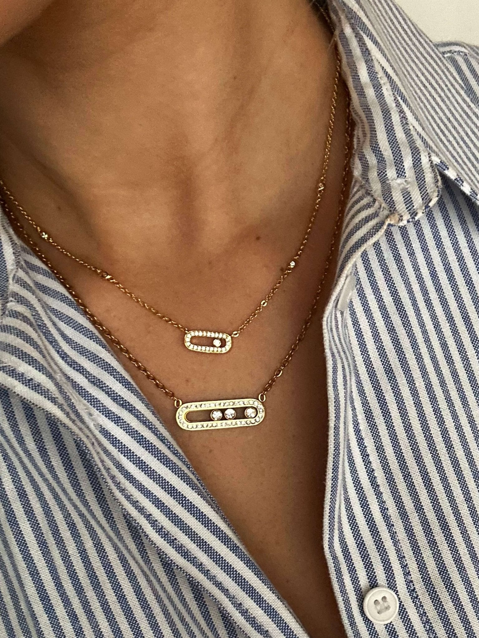 Kathy Triple Zirconia Pendant Necklace