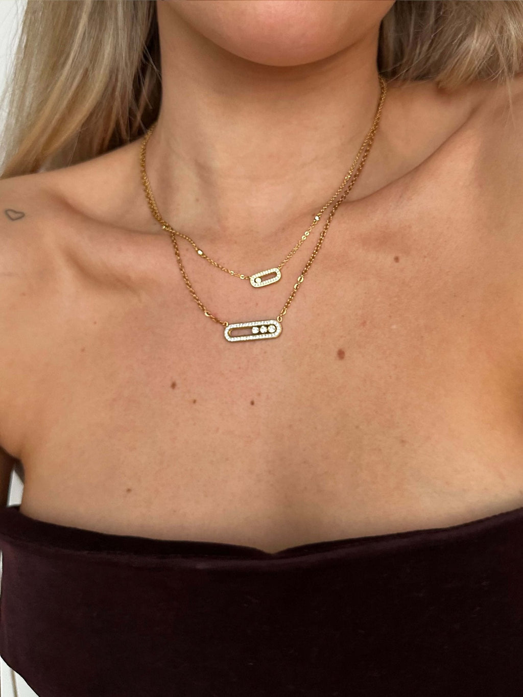 Kathy Triple Zirconia Pendant Necklace