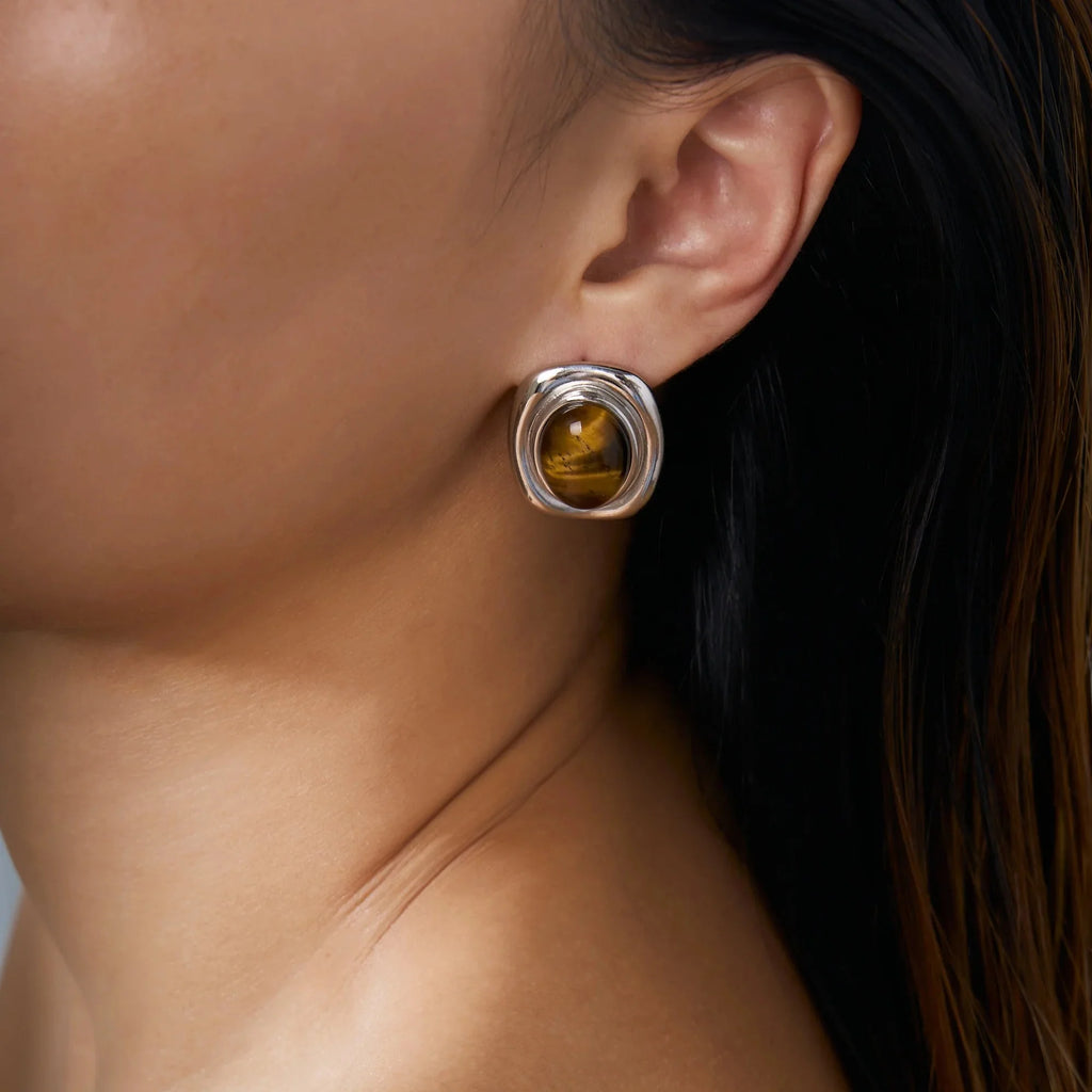 Olivia Oval Natural Stone Earrings