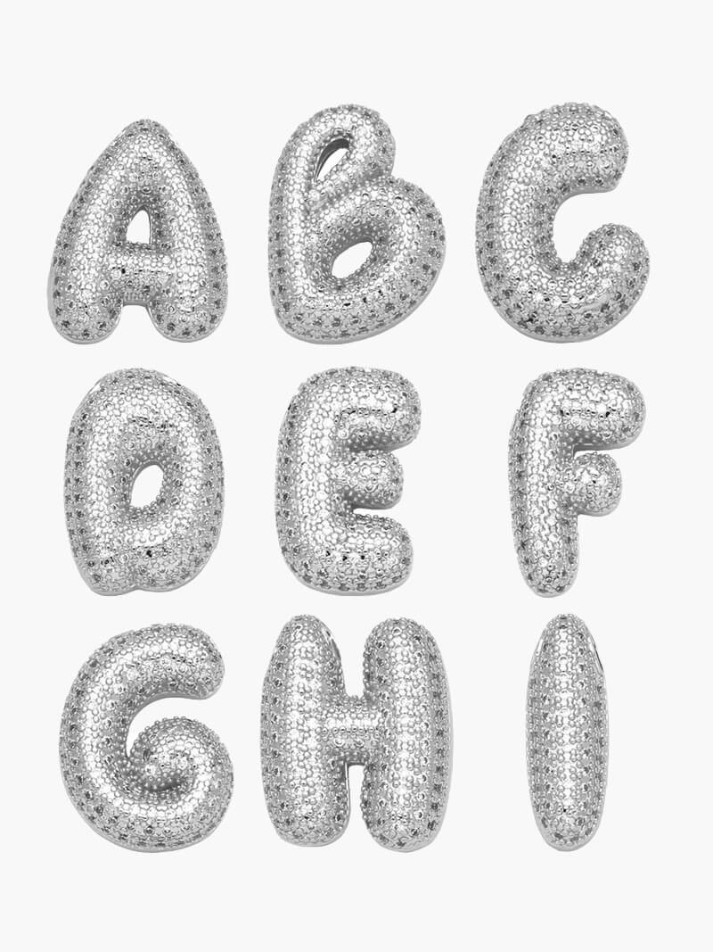 Pavé Bubble Initial Pendant Necklace