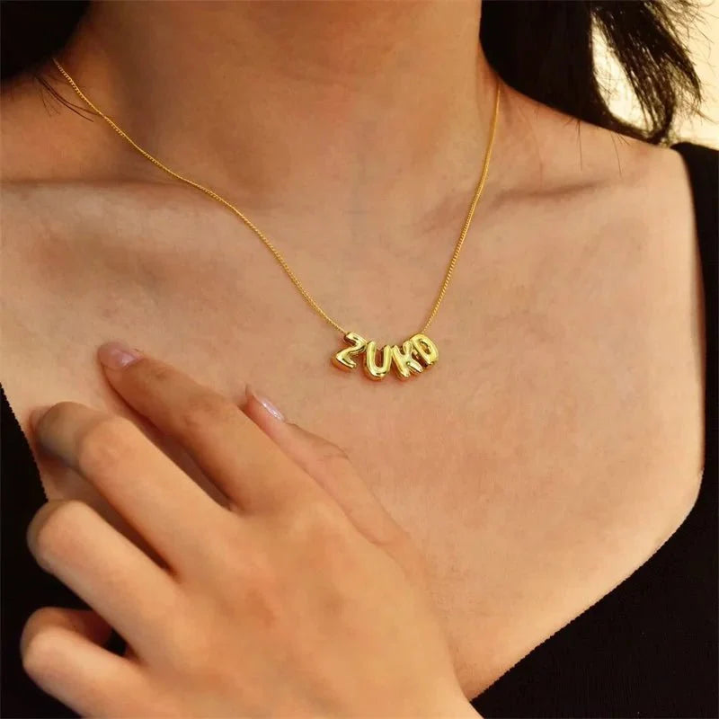 Custom 3D Bubble Name Necklace