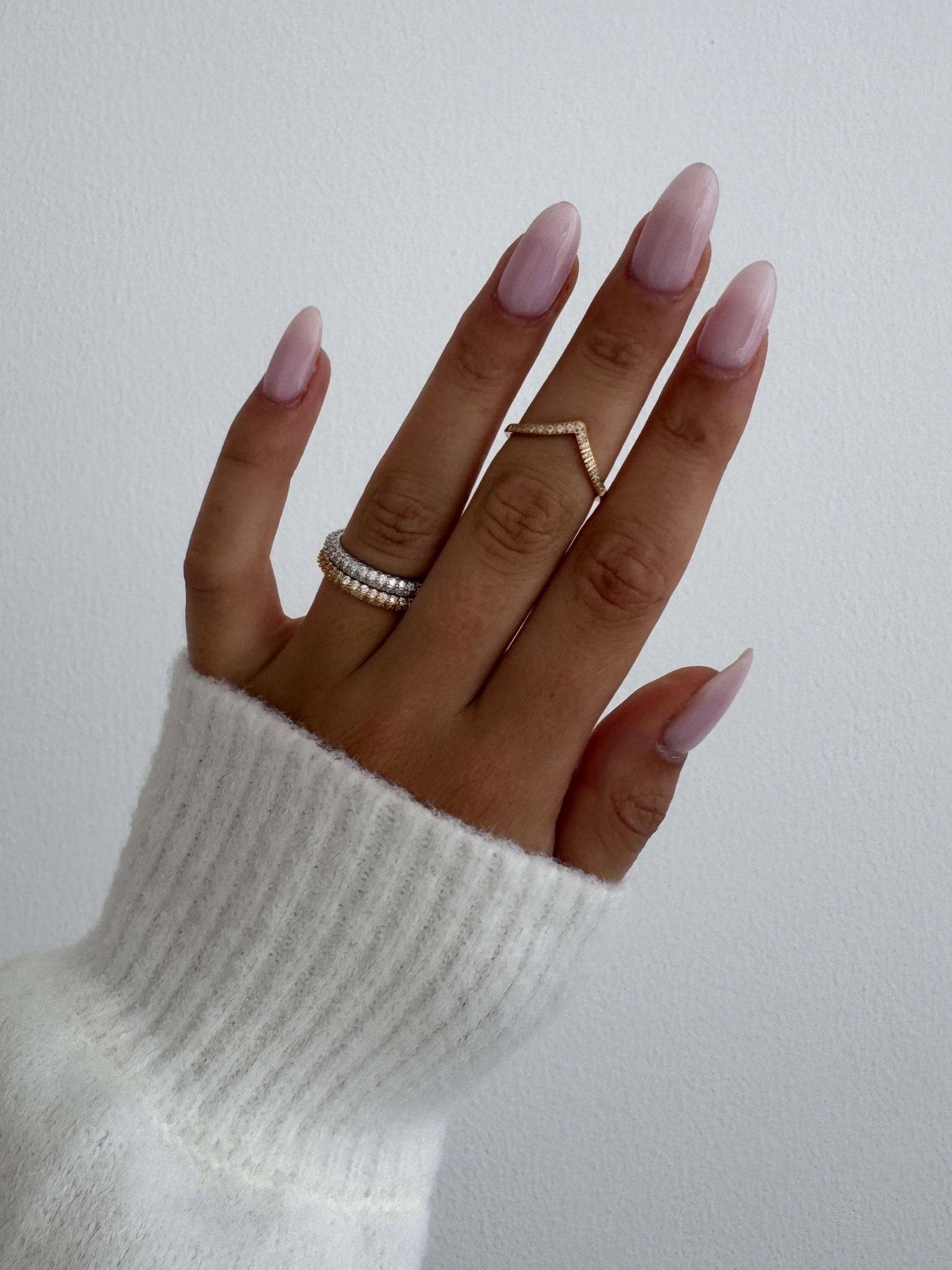 Soraya Crown-Edge Rhinestone Band Ring